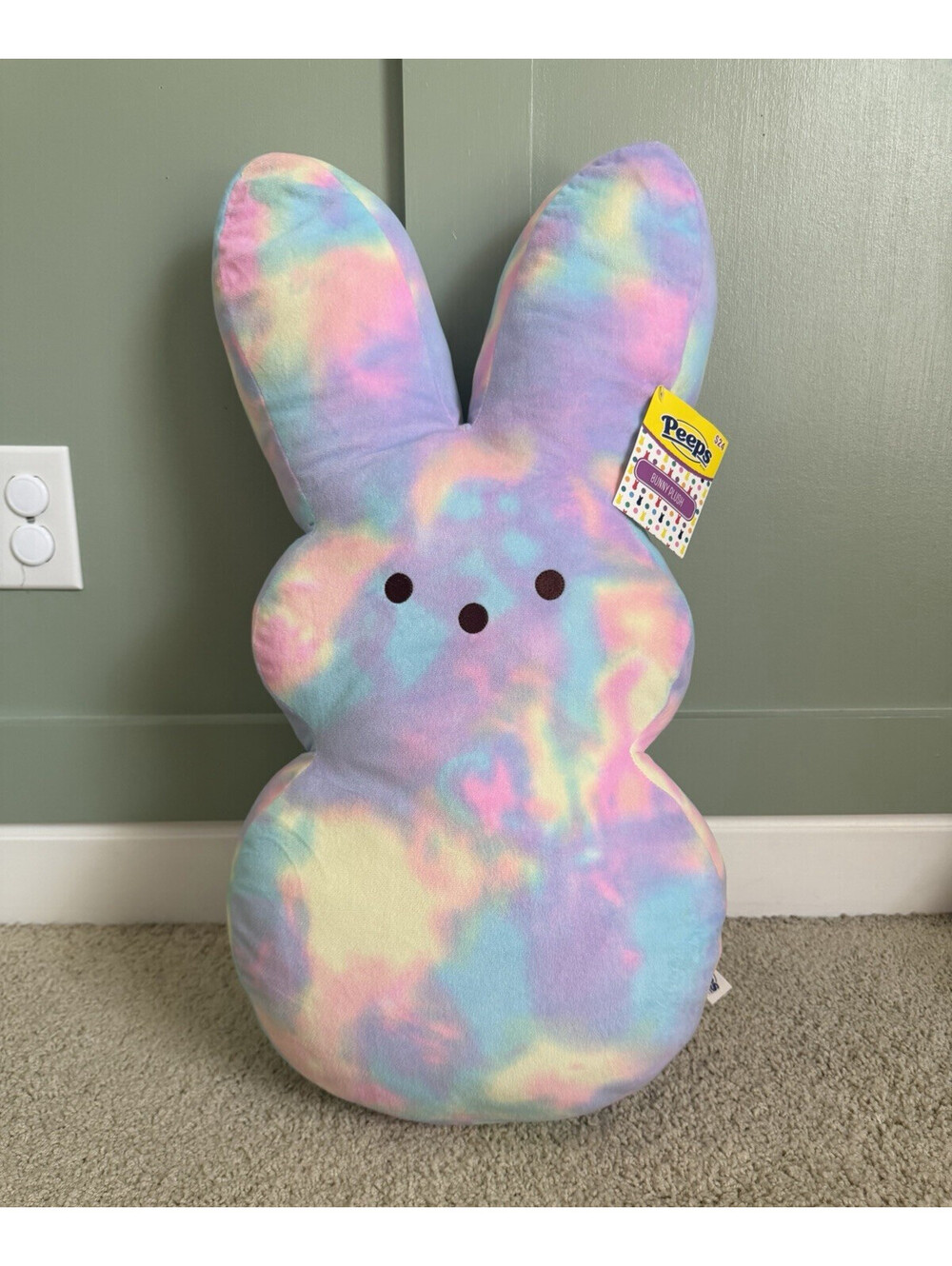 Peeps Tie Dye Bunny Plush Stuffed Large 24” Multicolor NWT (see description)